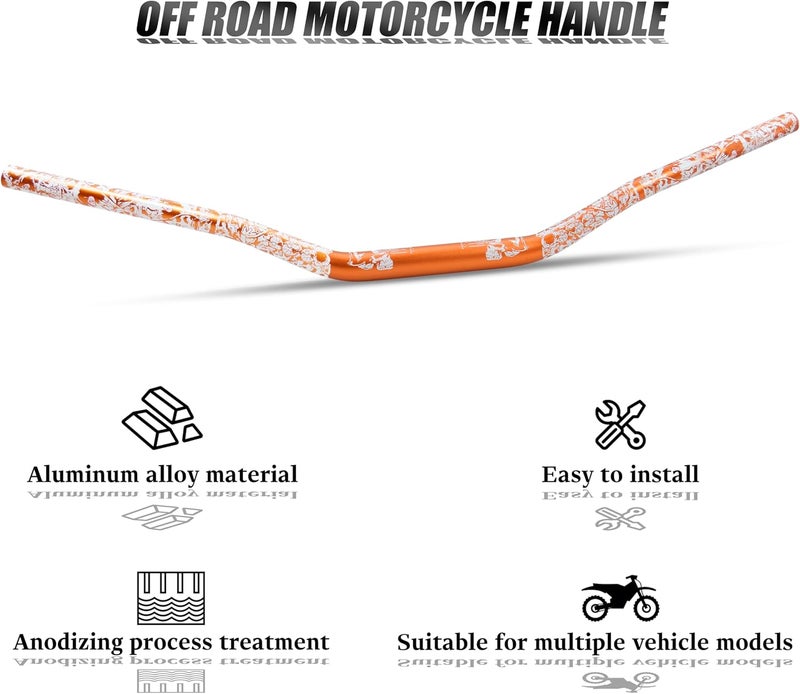 JXPANG Universal 28mm 1/1/8" Handle Bar For CRF KLX KX LTR TRX SX SXF EXC XCW Motocross Pit Dirt Bike Scooter ATV Quad Bike Grizzly Hawk 250 Bicycles (Orange) - Image 5